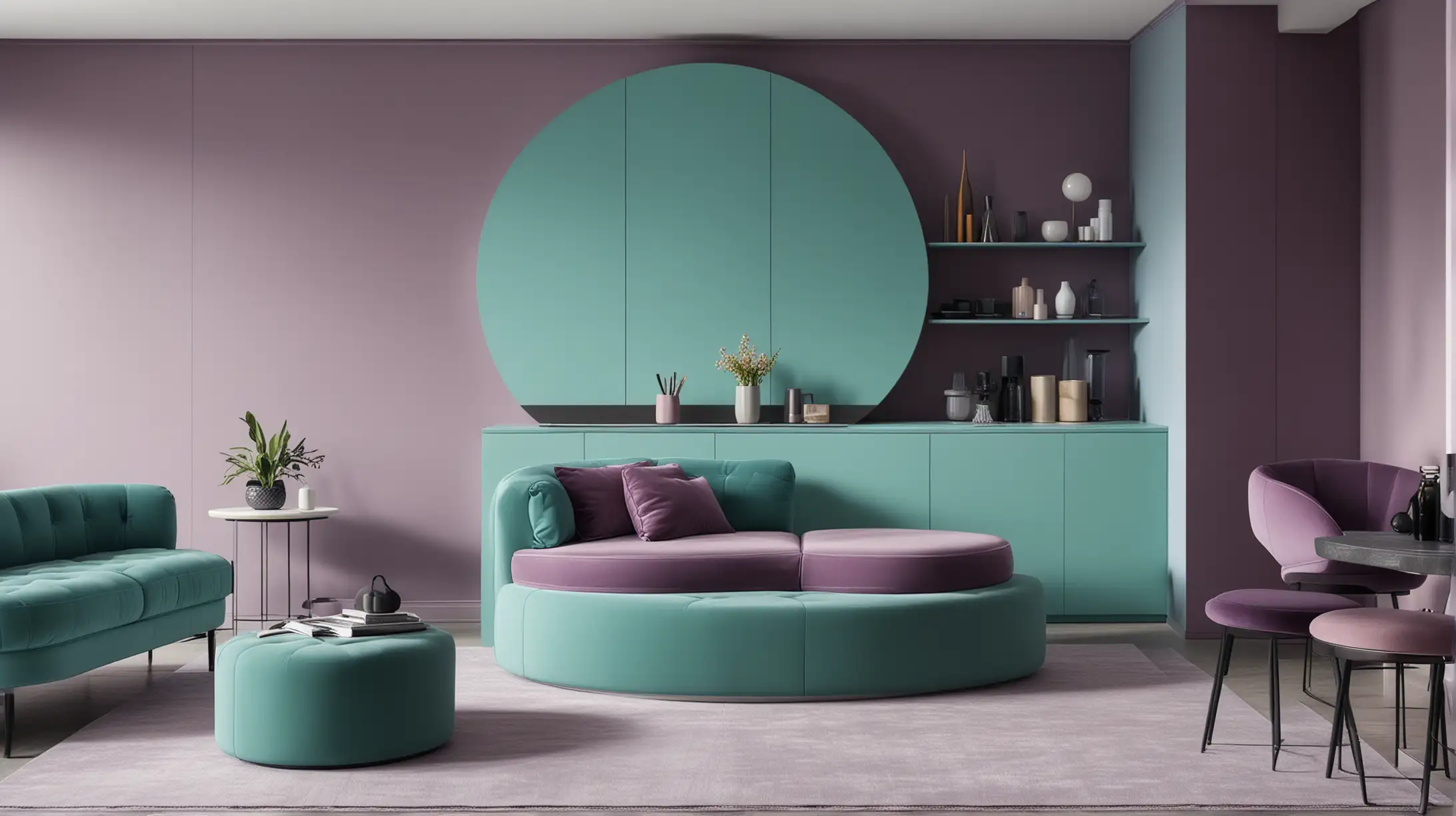 Contemporary Boutique Interior with Designer Furniture and Bold Color Blocking