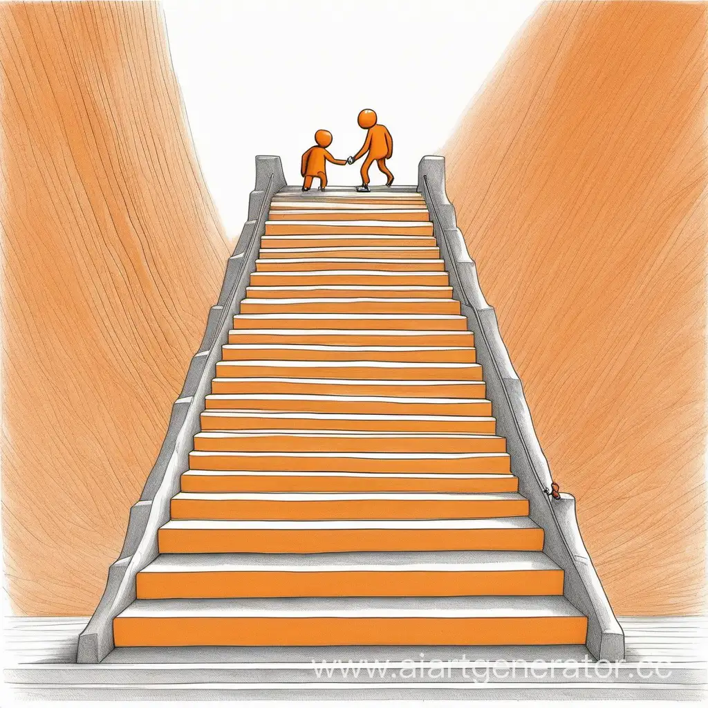 Collaborative-Journey-Ascending-the-Giant-Orange-Pencil-Staircase