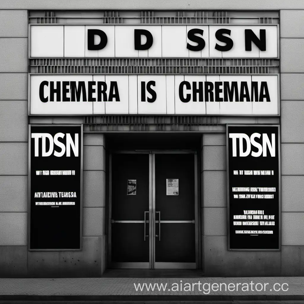 la façade d'un cinéma avec une grande affiche sur laquelle est écrit TDSN en Gras