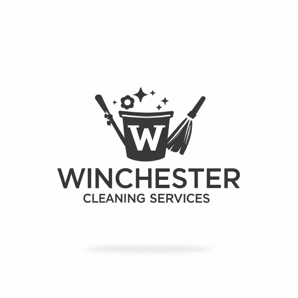 a logo design,with the text "Winchester cleaning services", main symbol:bucket with broom,Minimalistic,be used in Construction industry,clear background