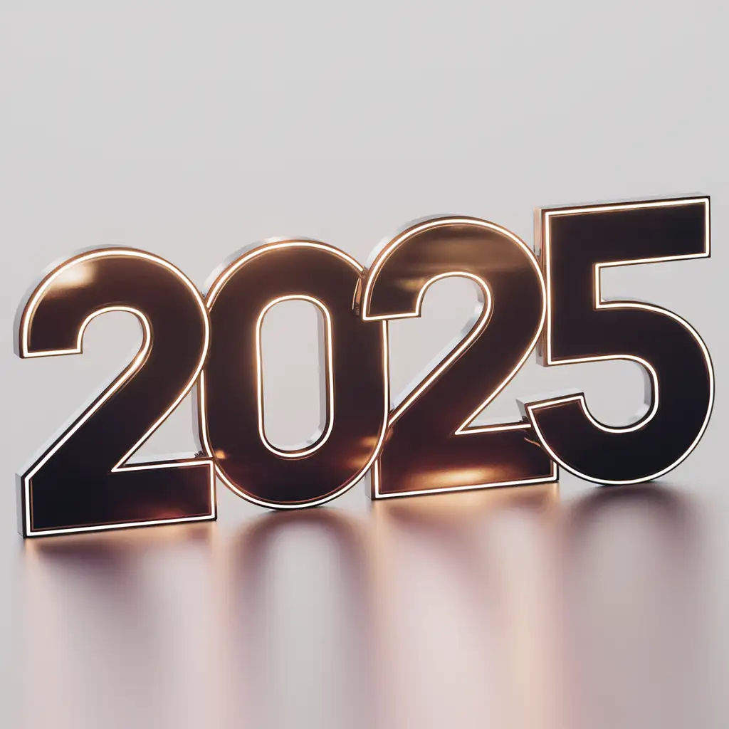 The artistic word "2025"