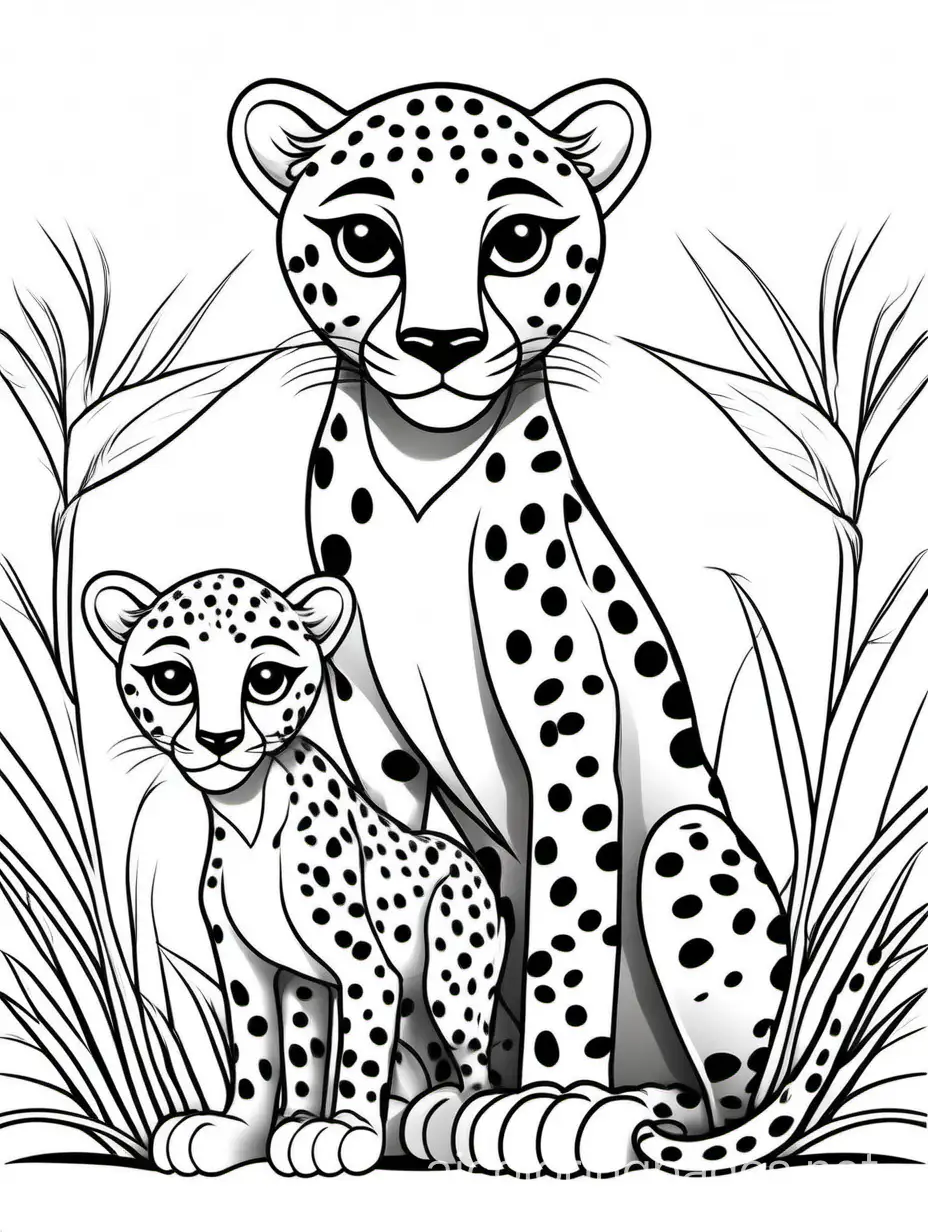Adorable-Cheetah-and-Cub-Coloring-Page-for-Kids