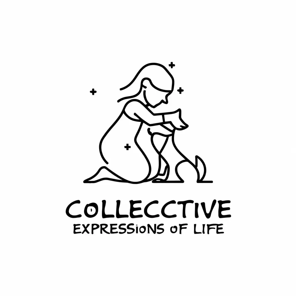 a logo design,with the text "The Collective Expressions of Life", main symbol:A girl with a dog,Moderate,be used in Entertainment industry,clear background