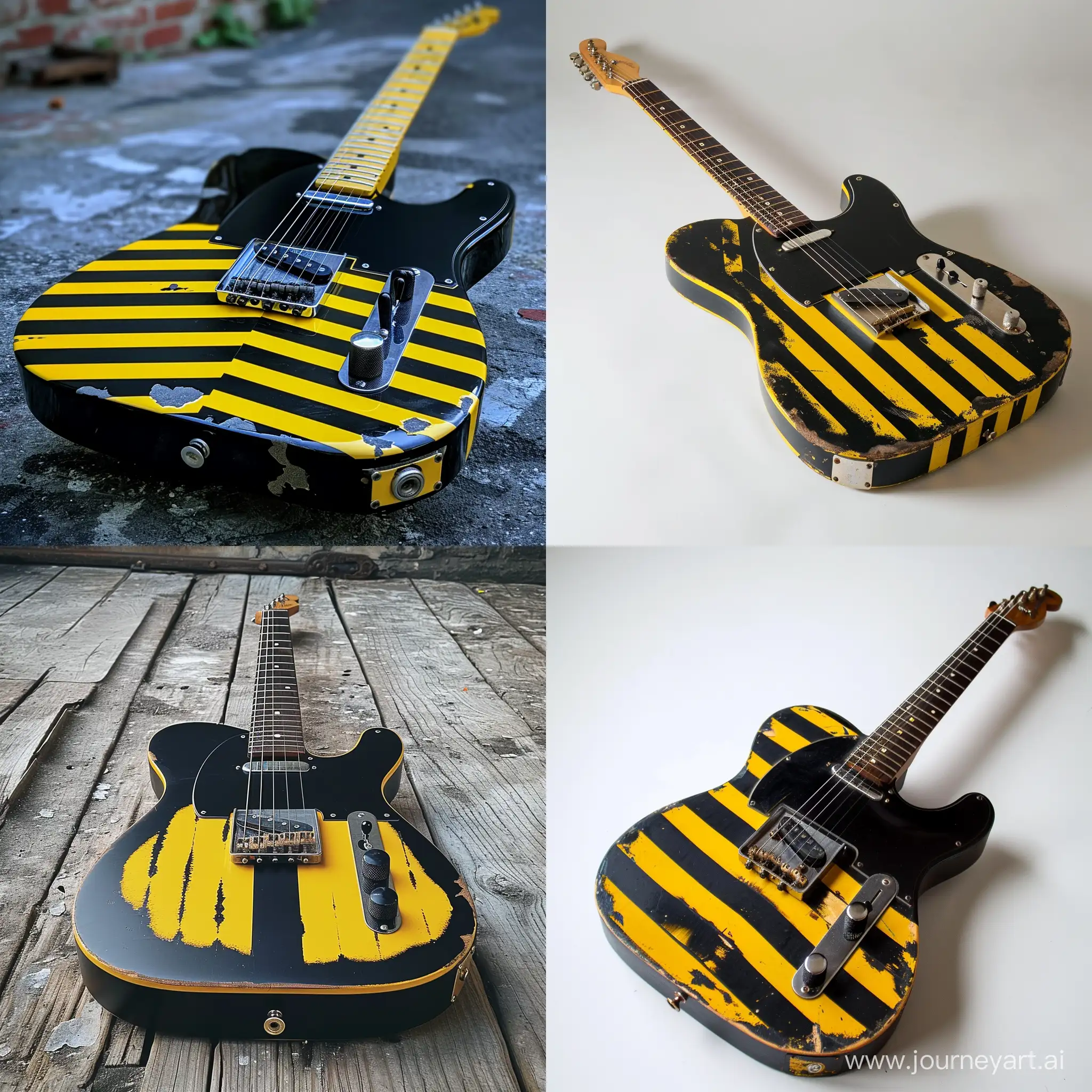 Bold-Black-and-Yellow-Striped-Fender-Telecaster-Guitar