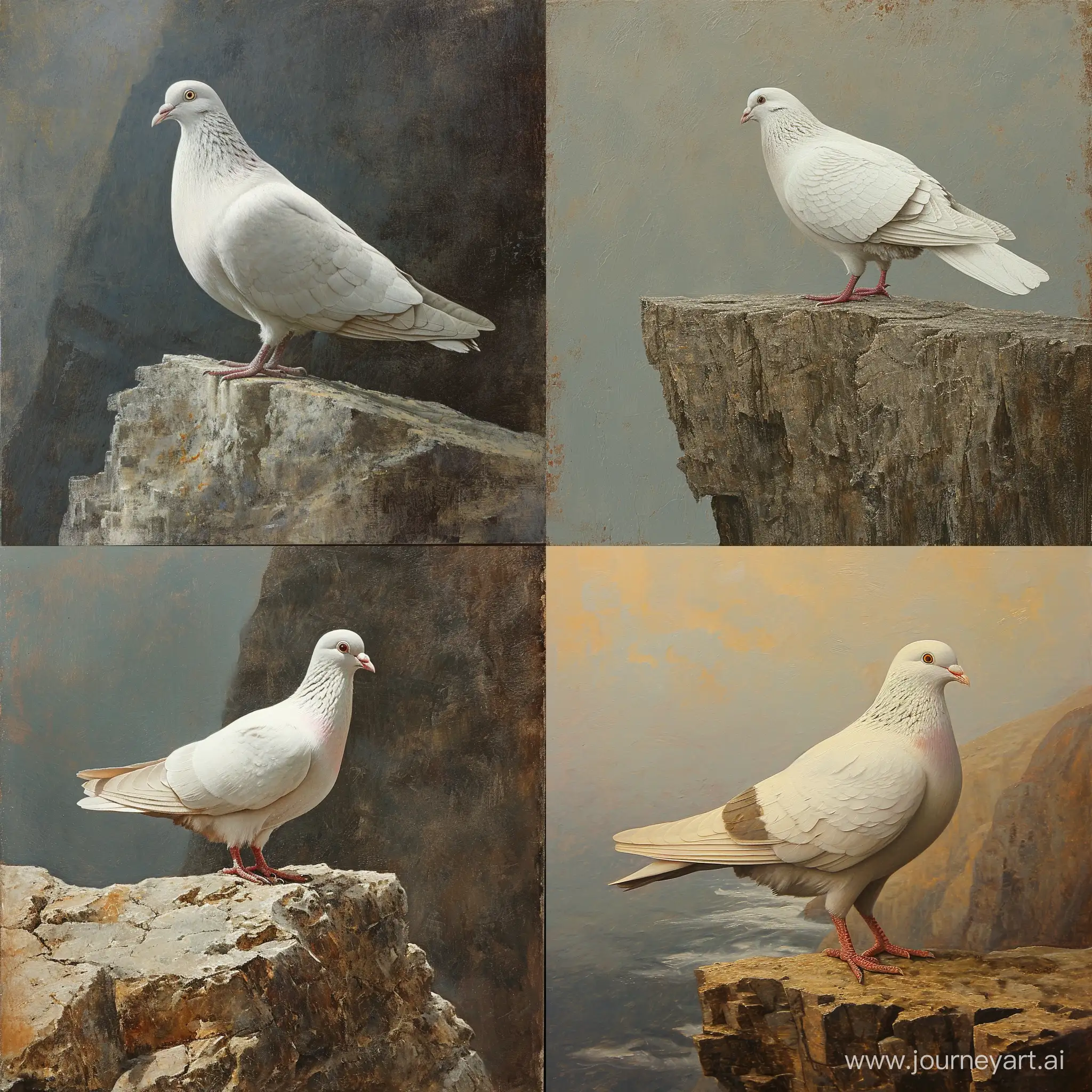 Majestic-White-Pigeon-Perched-on-Cliff-Edge