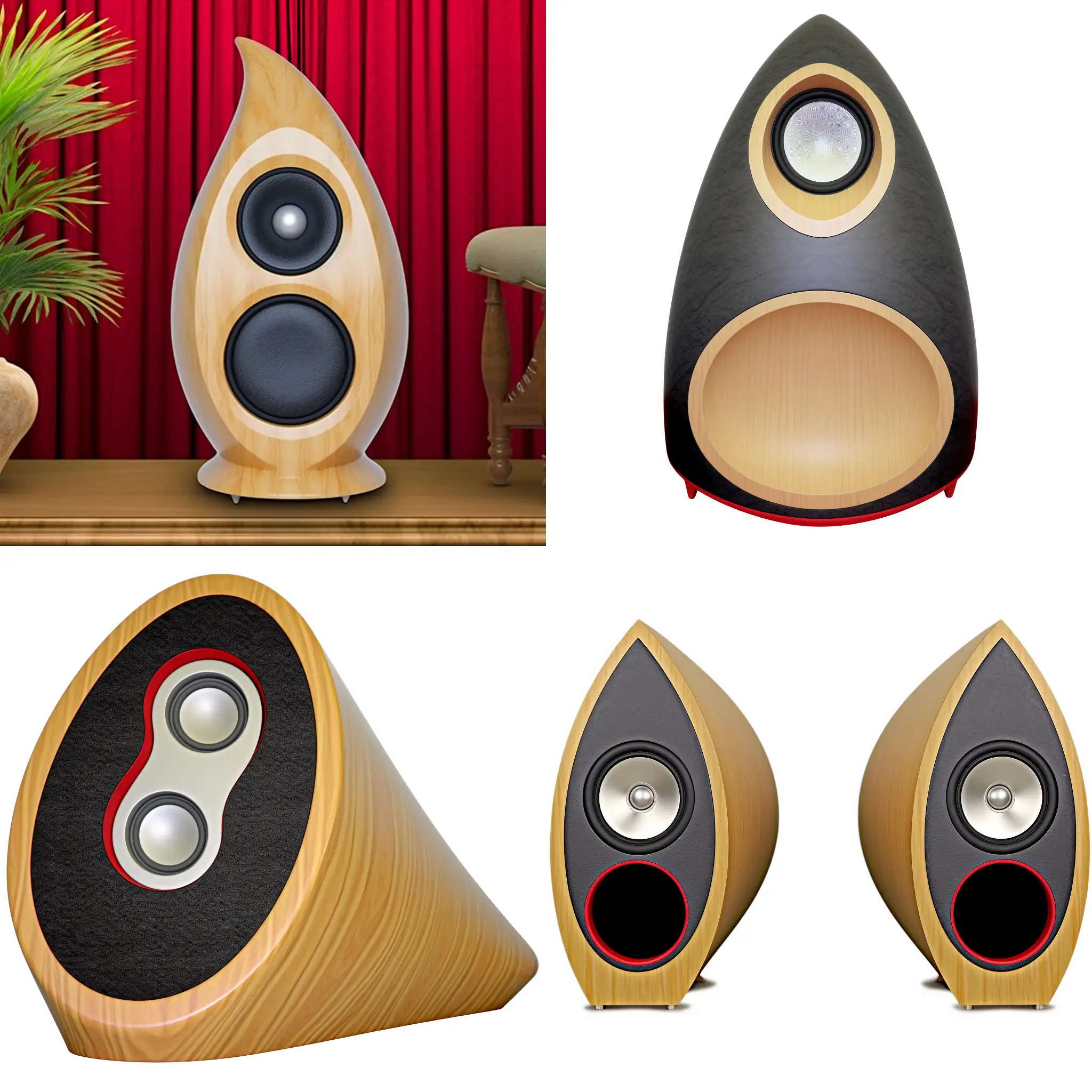Elegantly-Crafted-Oak-and-Alder-Eggshaped-Audio-Speakers-with-Pronounced-Contours