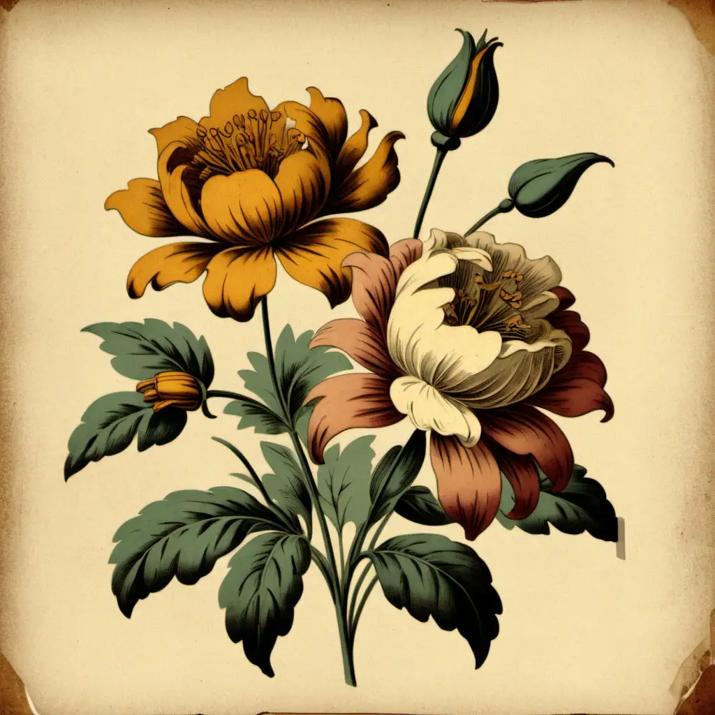 Timeless Elegance Vintage Flower Art Inspired Masterpiece