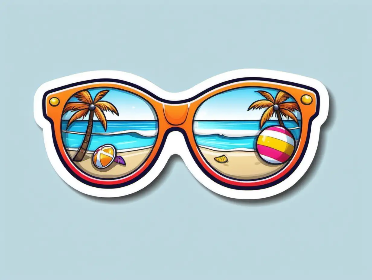 Colorful Beach Sticker Collection Vibrant Shades and Cute Designs