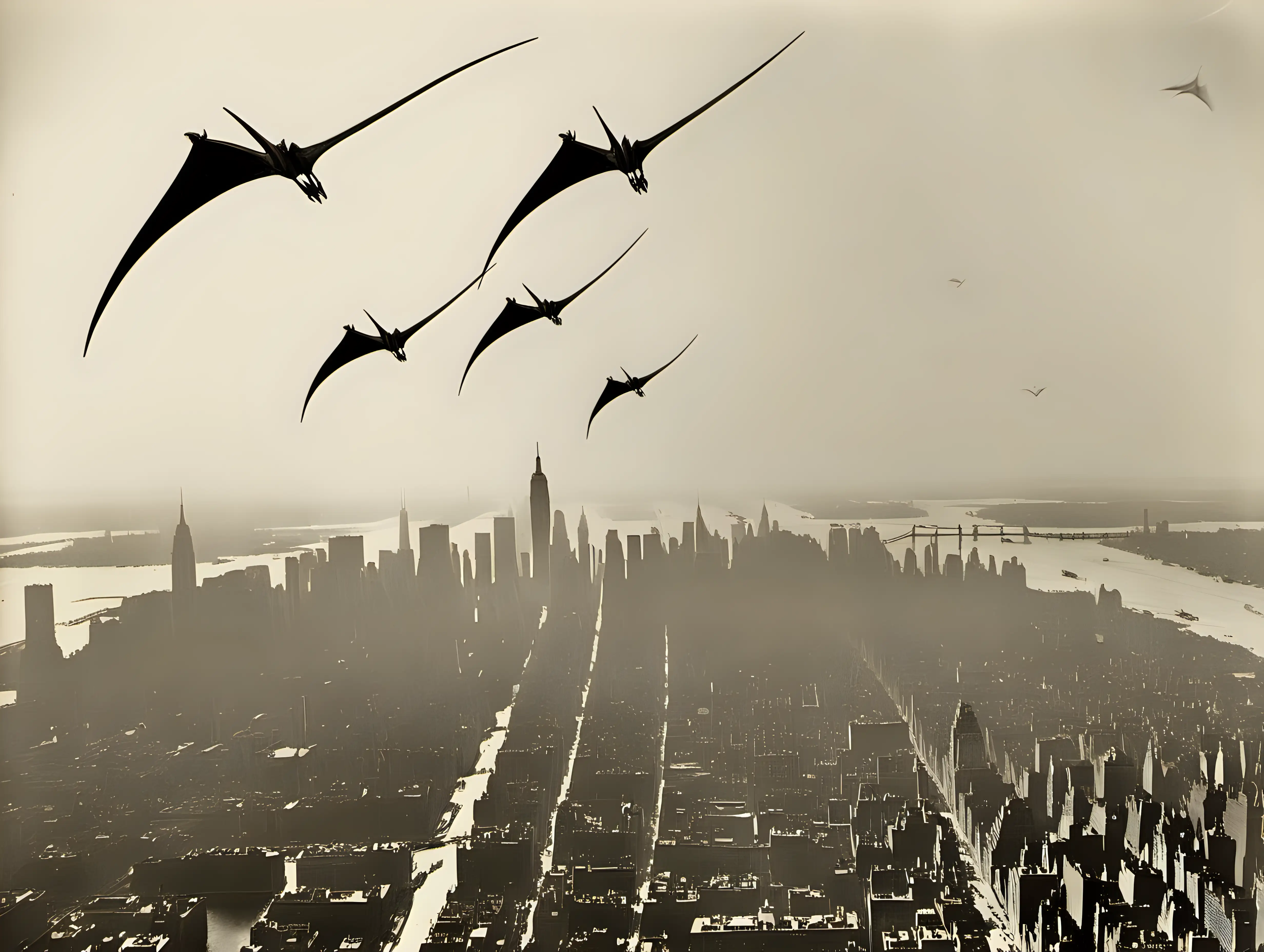 pterodactys flying over NYC 1929