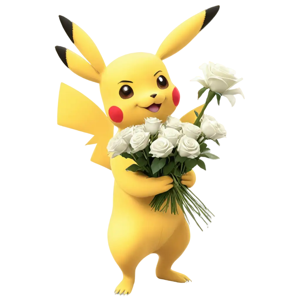 Adorn-Your-Digital-Space-with-a-Stunning-PNG-Image-of-Pikachu-Amidst-White-Roses
