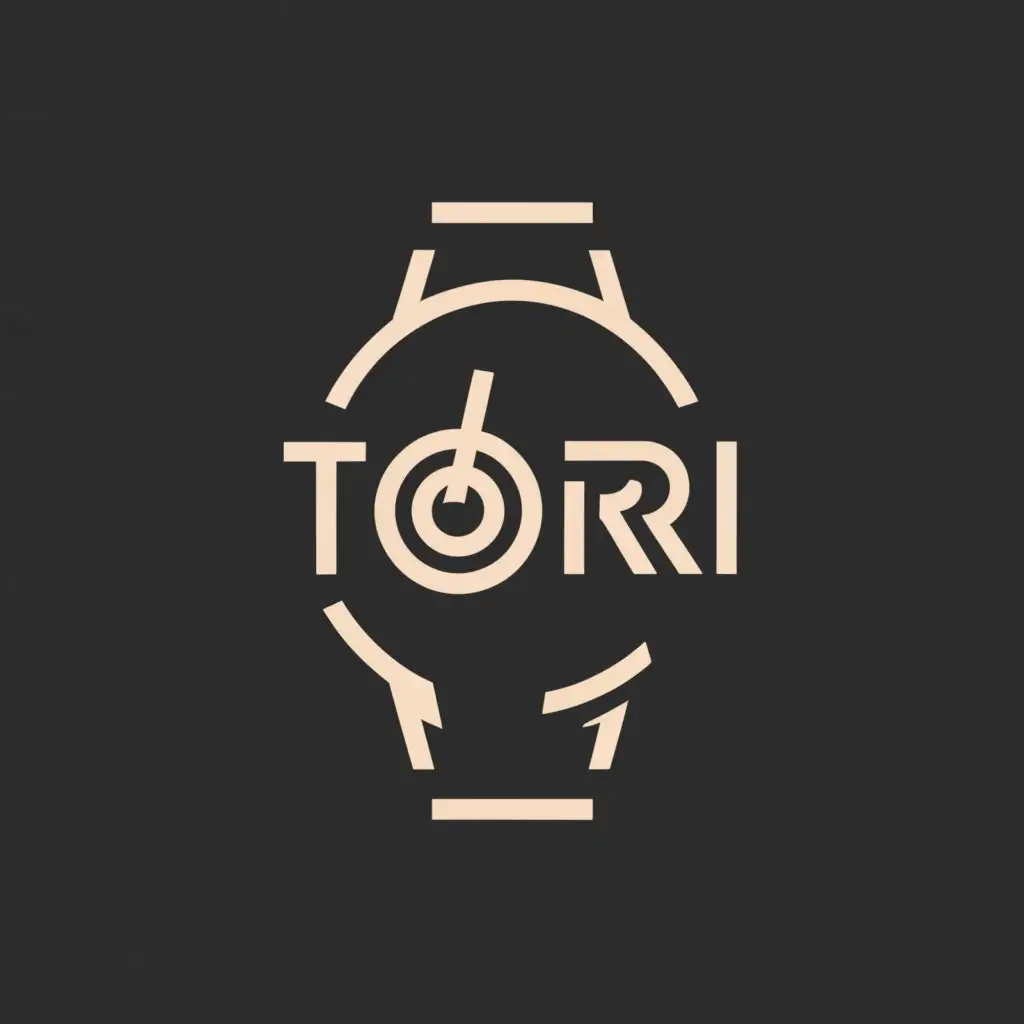 a logo design,with the text "Tori", main symbol:Watch,Minimalistic,clear background