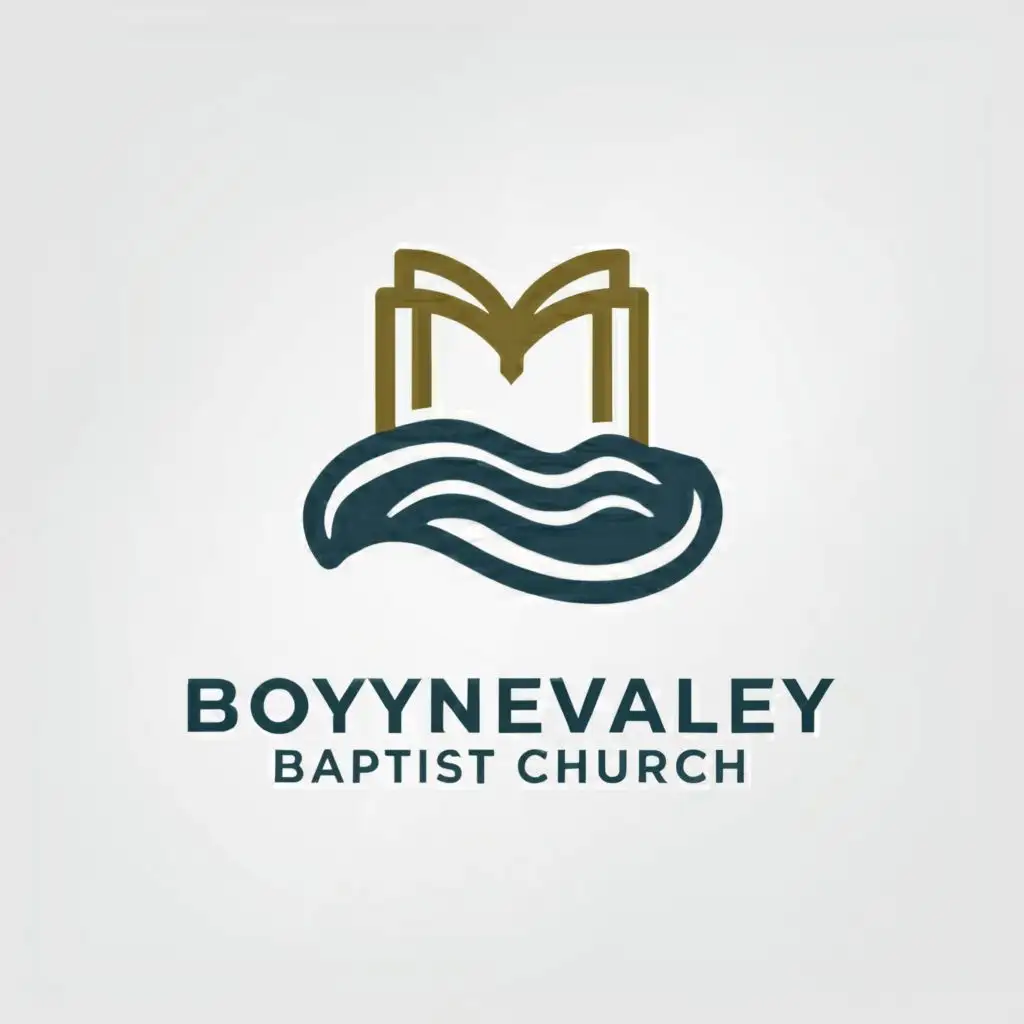 a logo design,with the text "Boyne Valley Baptist Church", main symbol:river flowing through an open book,Minimalistic,be used in Religious industry,clear background