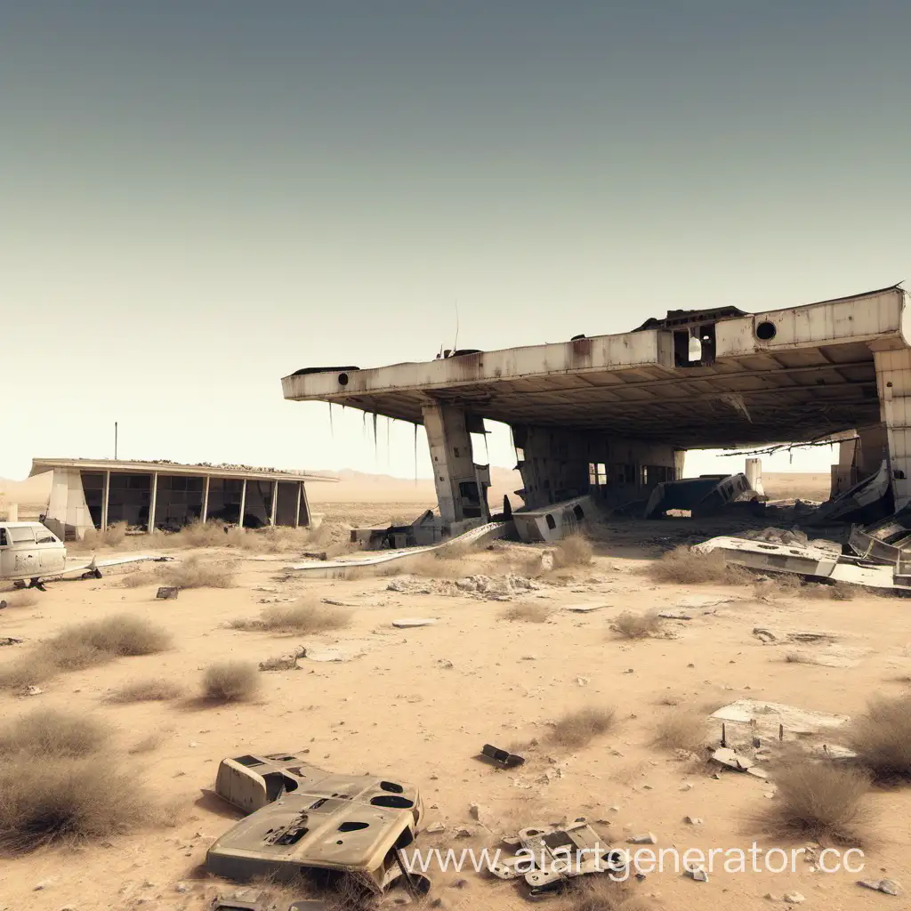 разрушенный аэропорт в пустыне