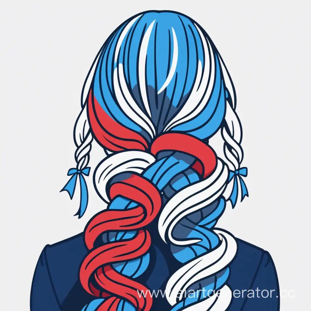 Elegant-Braided-Hair-Logo-with-White-Blue-and-Red-Ribbons