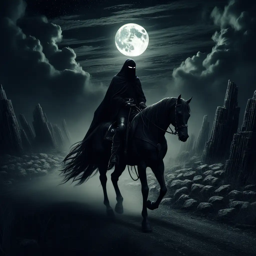 Mysterious Night Rider Journeying Through the Forgotten Land