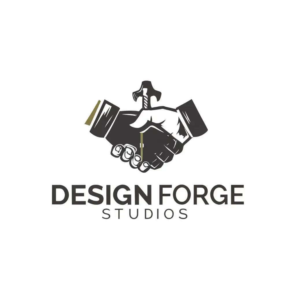 LOGO-Design-for-Design-Forge-Studios-Home-Family-and-Legal-Industry-with-Shake-Hands-Symbol-and-Clear-Background