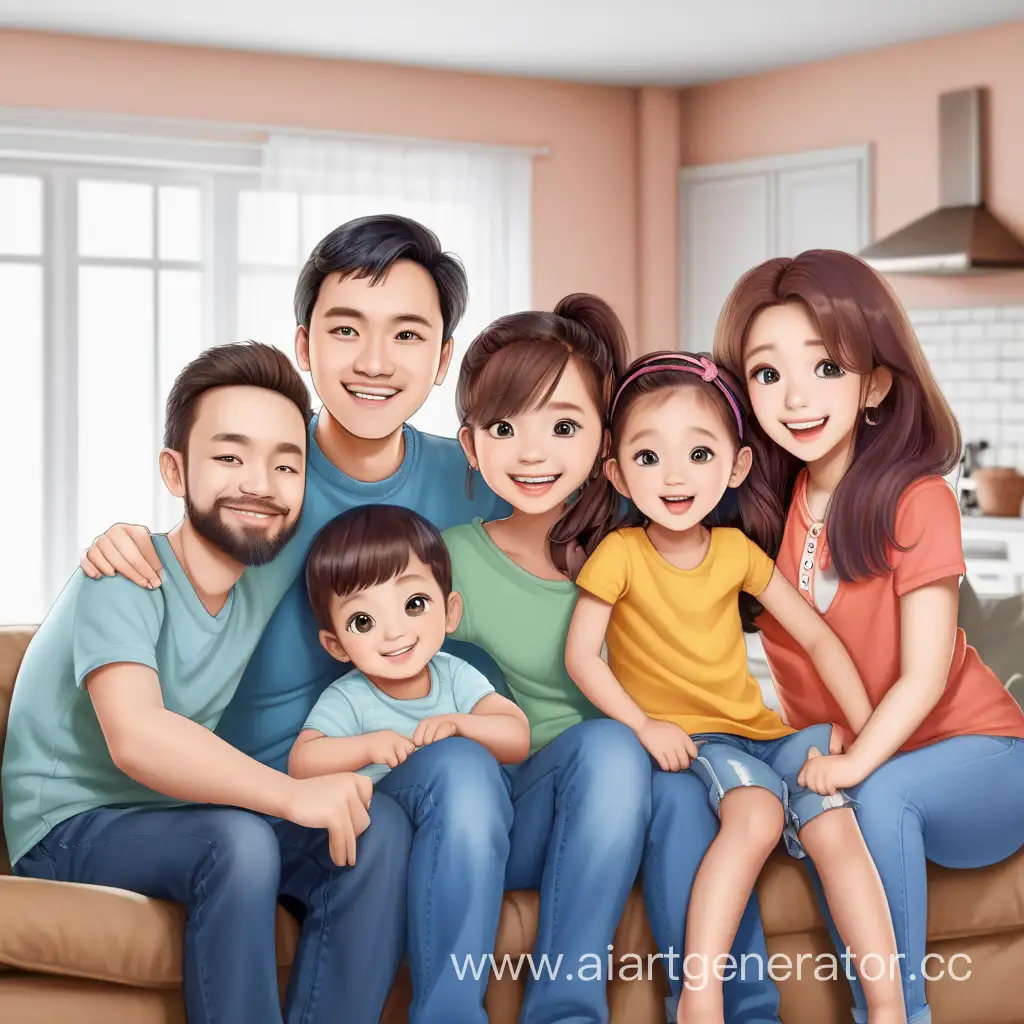 Happy-Family-of-Five-Enjoying-Quality-Time-Together