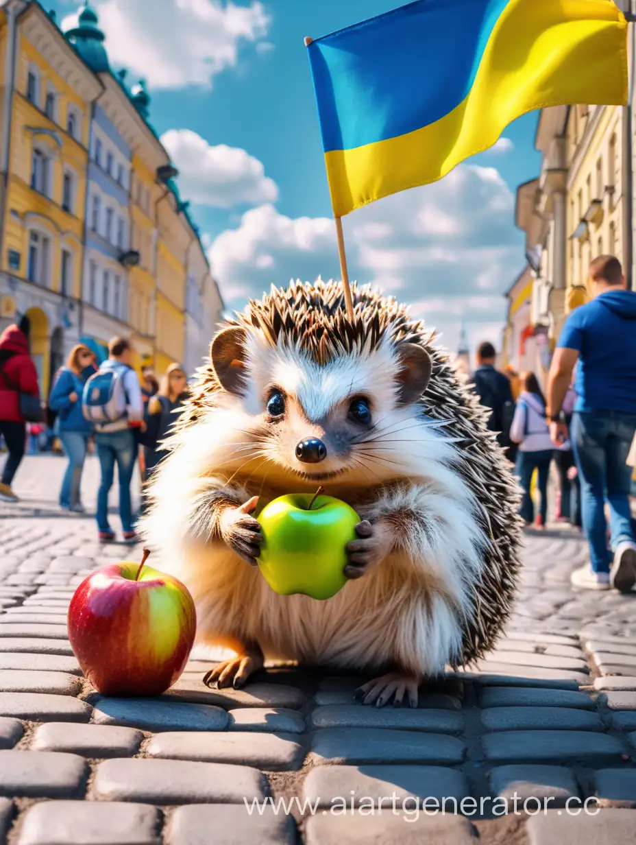 Urban-Hedgehog-with-Apple-Captivating-City-Scene