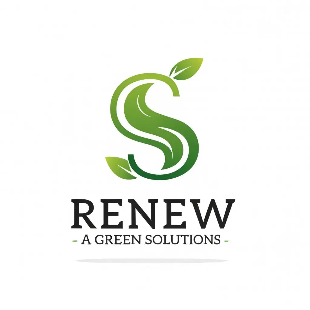 a logo design,with the text "Renew A green Solutions", main symbol:Solutions,Moderate,clear background