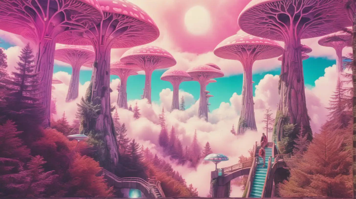 Dreamy Glamour in Cloud City Woods Psychedelic Fantasy Scene