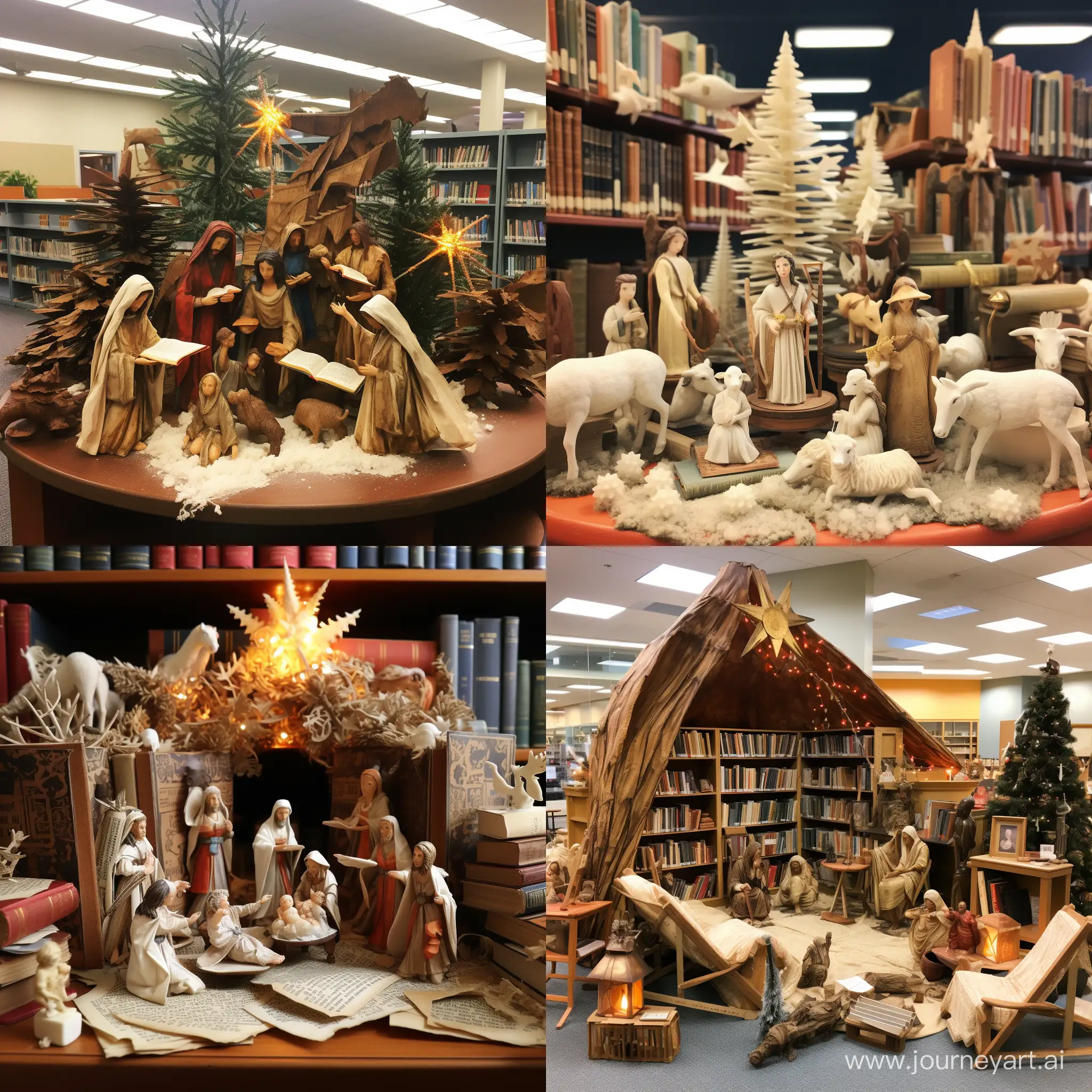 Festive-Christmas-Nativity-Scene-in-Library-Setting