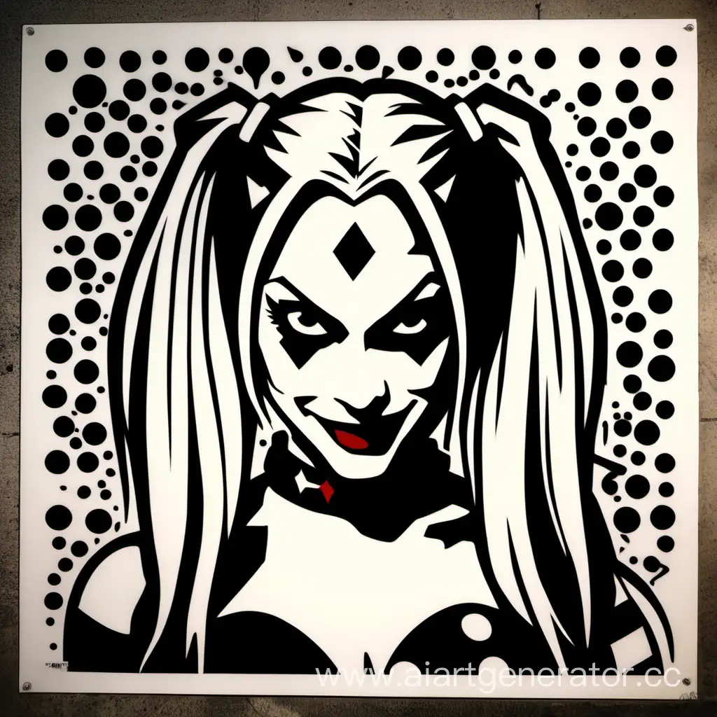 Colorful-Harley-Quinn-Stencil-Art-Pop-Culture-Inspired-Graffiti-Design