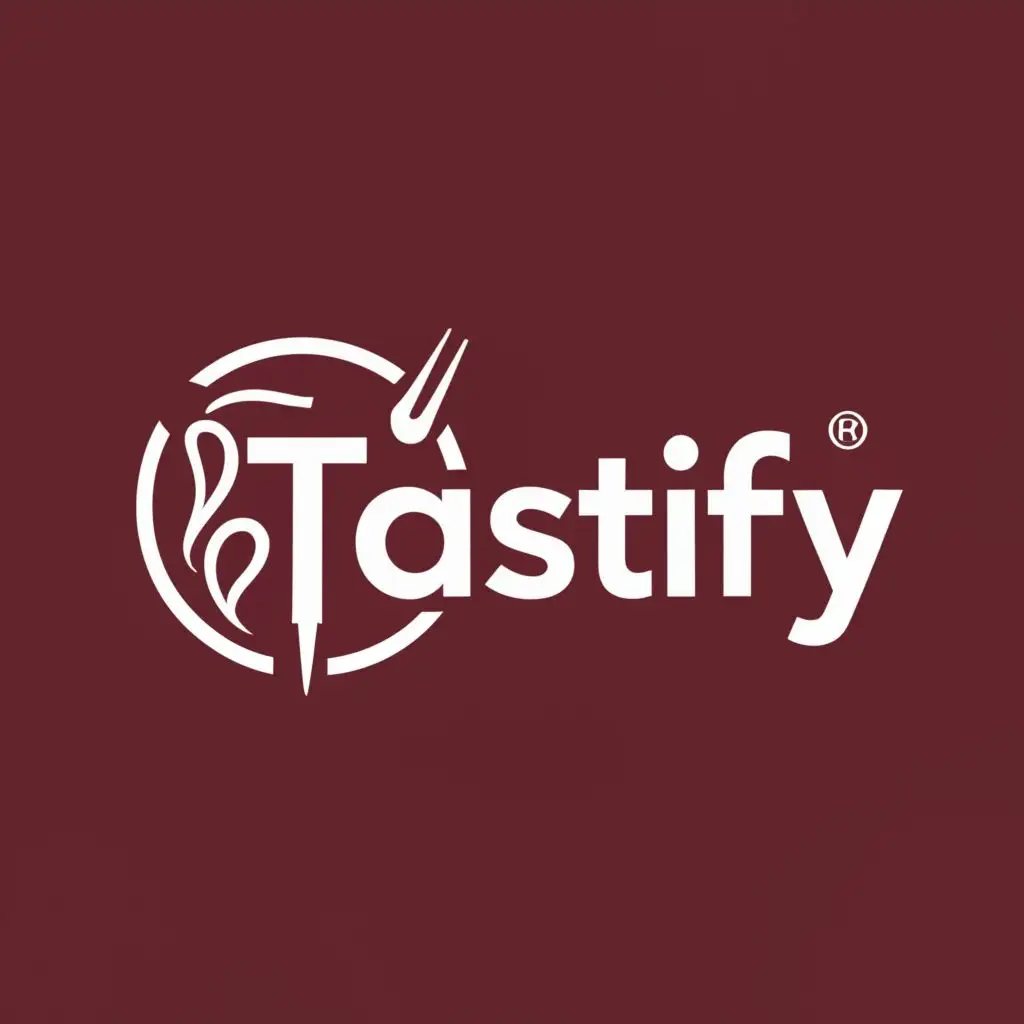 a logo design,with the text "tastify", main symbol:~