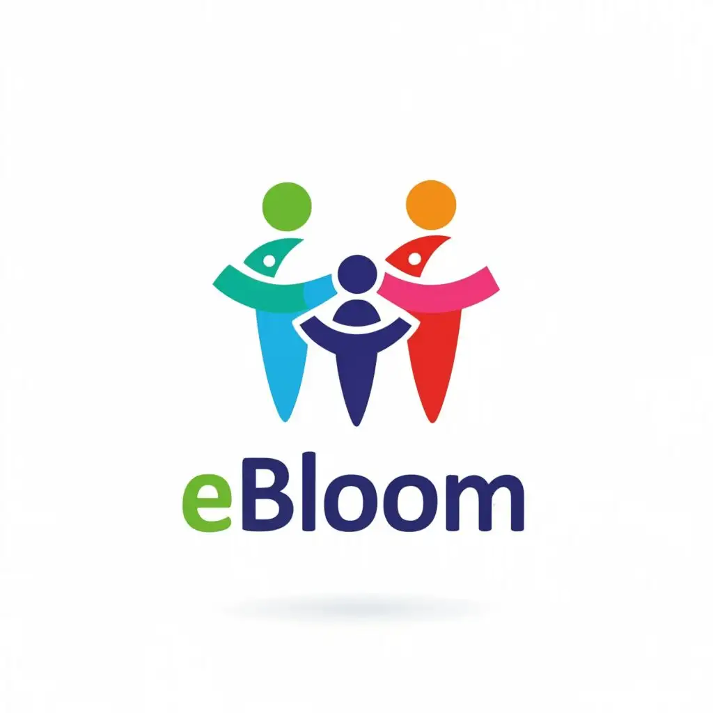 a logo design,with the text "Ebloom", main symbol:family, education, conection,Moderate,be used in Education industry,clear background