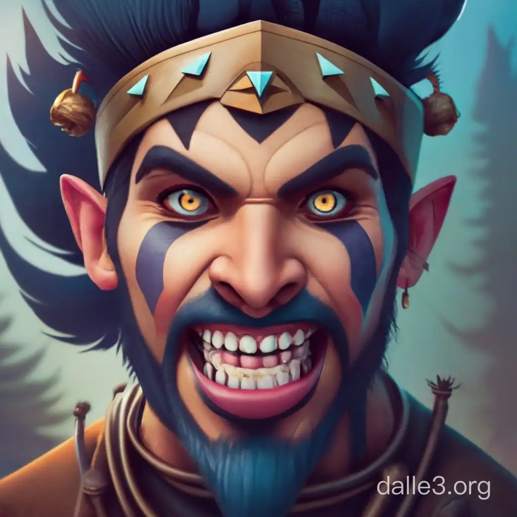 replace the face of draven from league of legends with teemo face and make it hyper realistic.