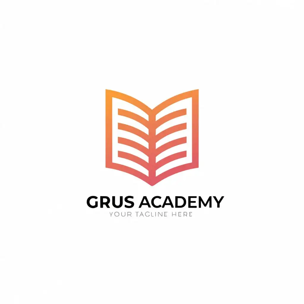 a logo design,with the text "GRUS ACADEMY  ", main symbol:BOOK,Minimalistic,be used in Education industry,clear background