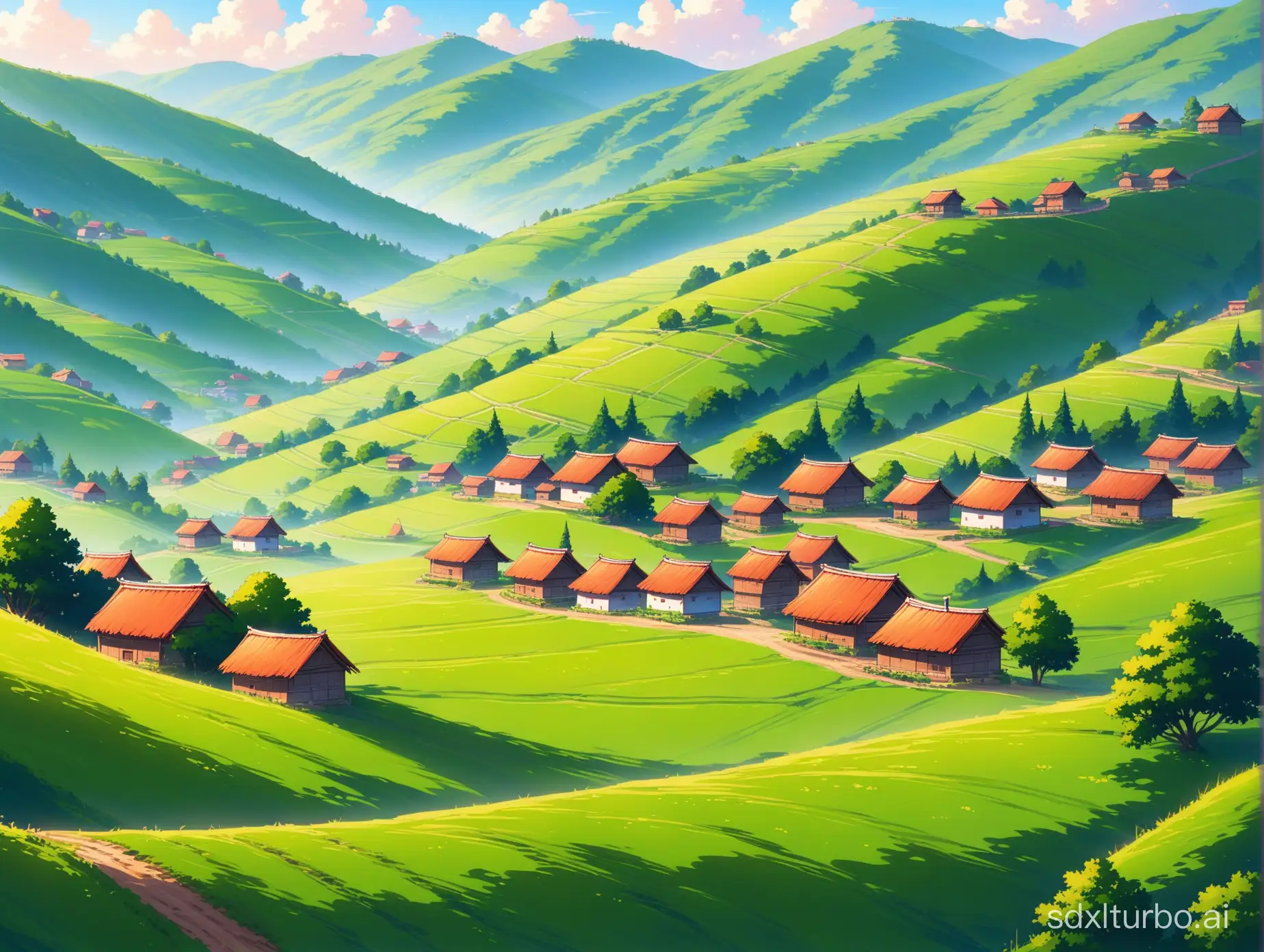 Quaint-Village-nestled-in-Serene-Hills