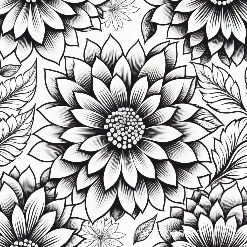 Vintage Flower
vector, illustration, 4k,  REAPEAT PATTERN black on WHITE background