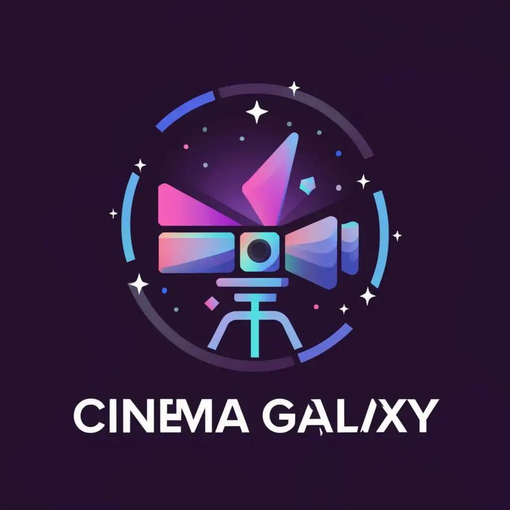 a logo design,with the text "Cinema galaxy", main symbol:Cenima camara,Moderate,be used in Entertainment industry,clear background