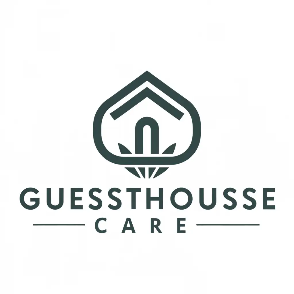 a logo design,with the text "GuestHouseCare", main symbol:Modern house, services,Minimalistic,be used in Real Estate industry,clear background