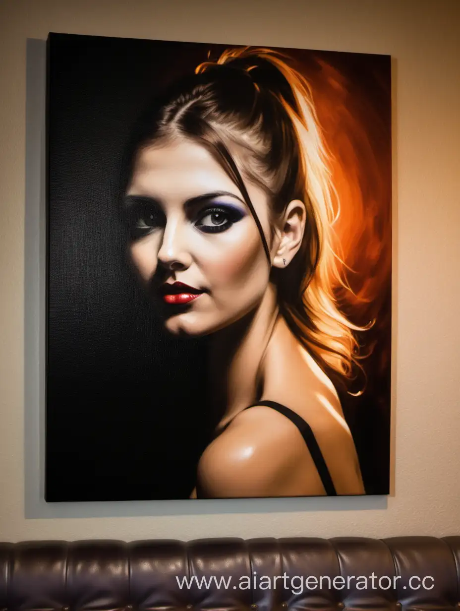 Nightclub-Portrait-Painting-Displayed-on-Wall