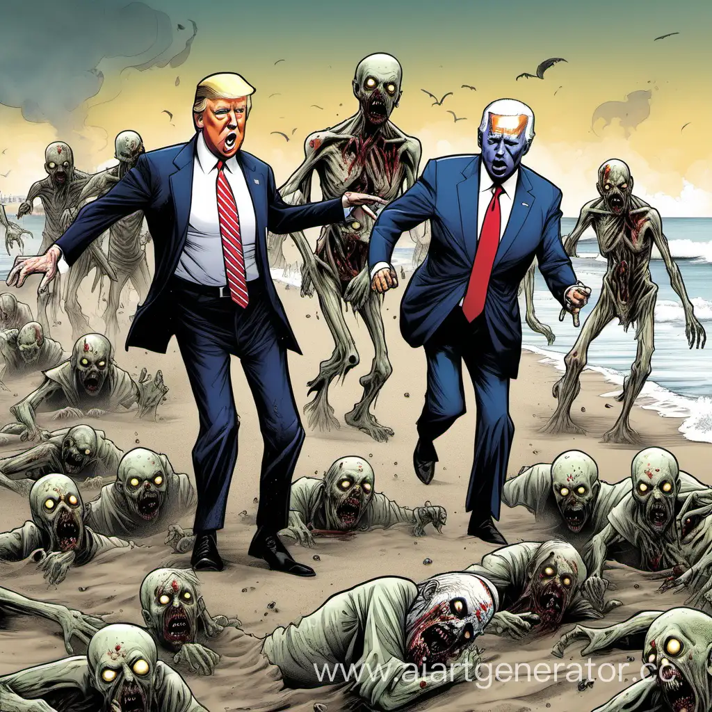 Байдан зомби, Трамп зомби, кусают Зеленского, пляж