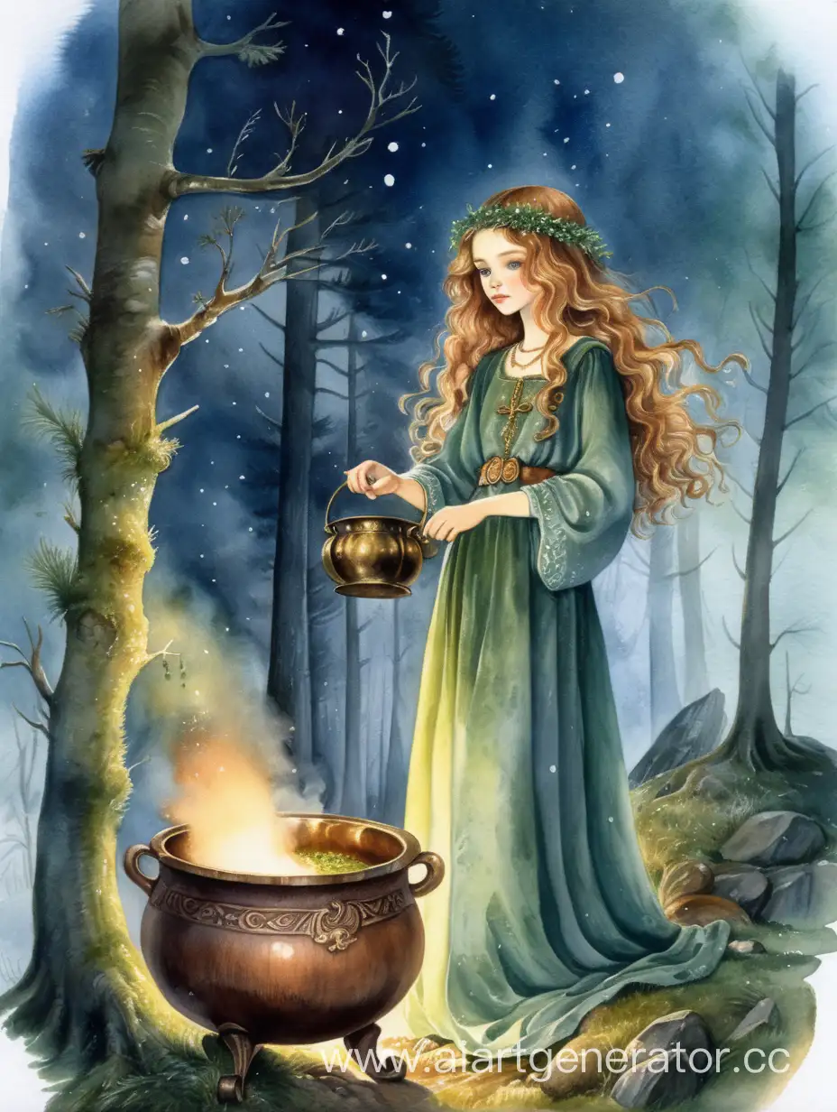 Enchanting-Forest-Night-Slavic-Girl-Brewing-Potion-in-Ancient-Cauldron
