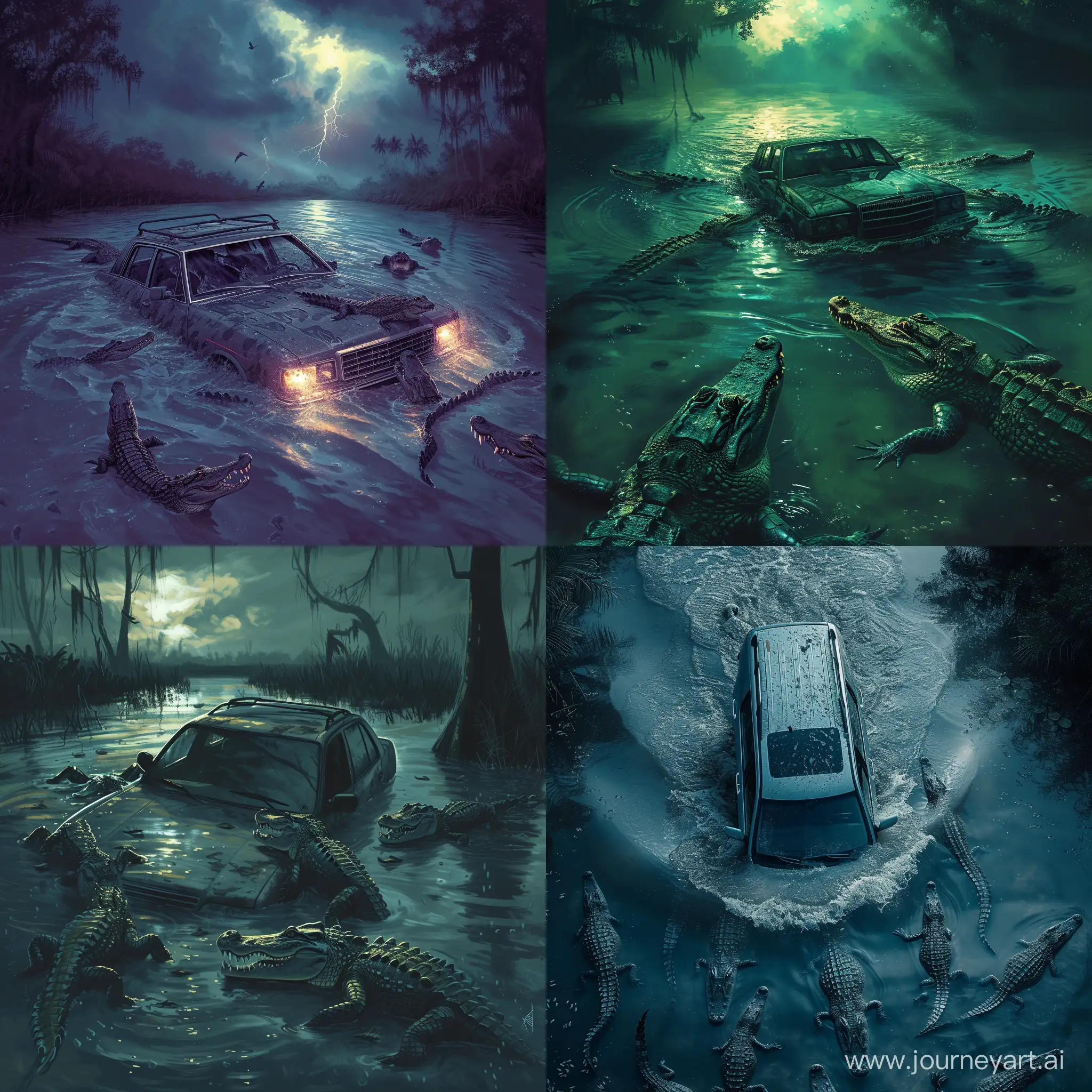 Perilous-Escape-Sinking-Car-Evading-Hungry-Alligators
