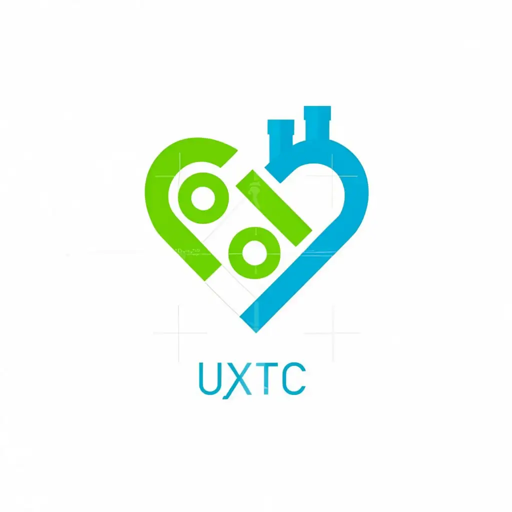 a logo design, with the text 'уктс', main symbol: The heart in the form of a boiler station is blue and green, Minimalistic, to be used in Entertainment industry, clear background, The lines are thicker