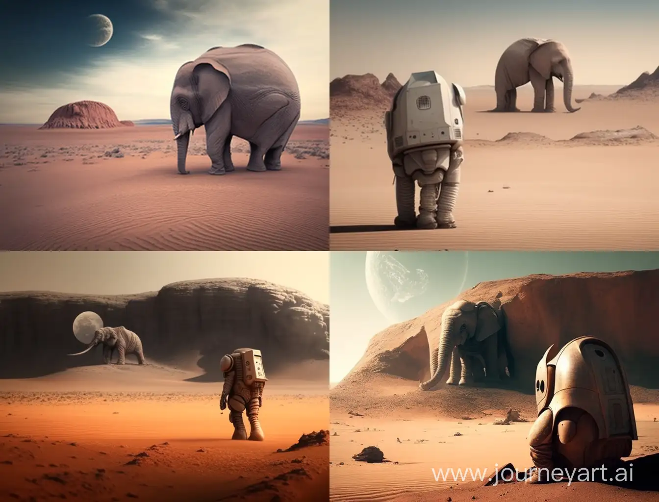 Lonely Elephant on mars Missing Home Enhance