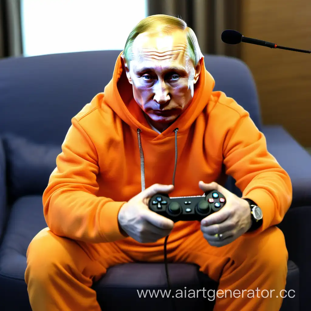 Putin-Playing-Video-Games-in-Orange-Hoodie