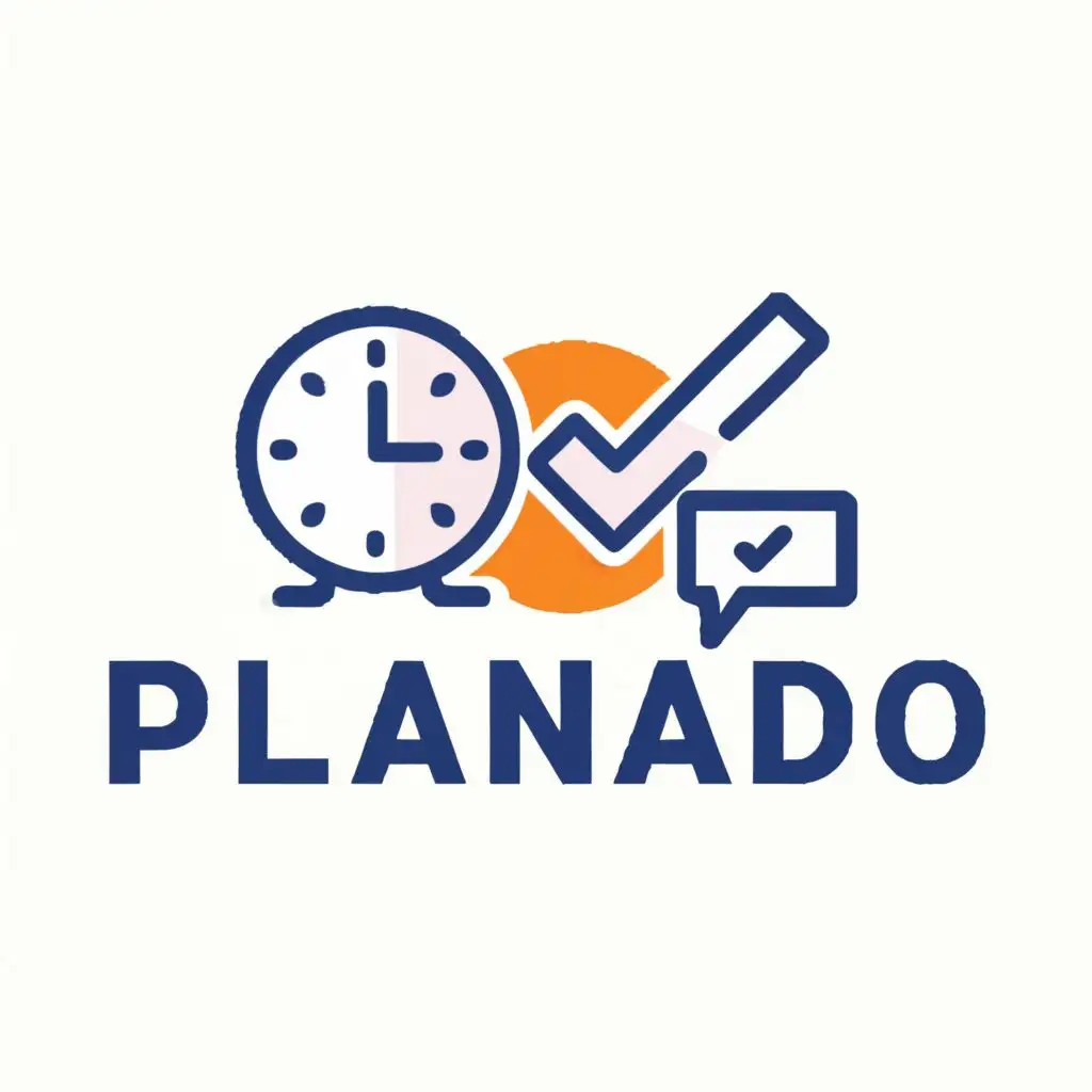 logo, clock and check mark, with the text "Planado", typography
