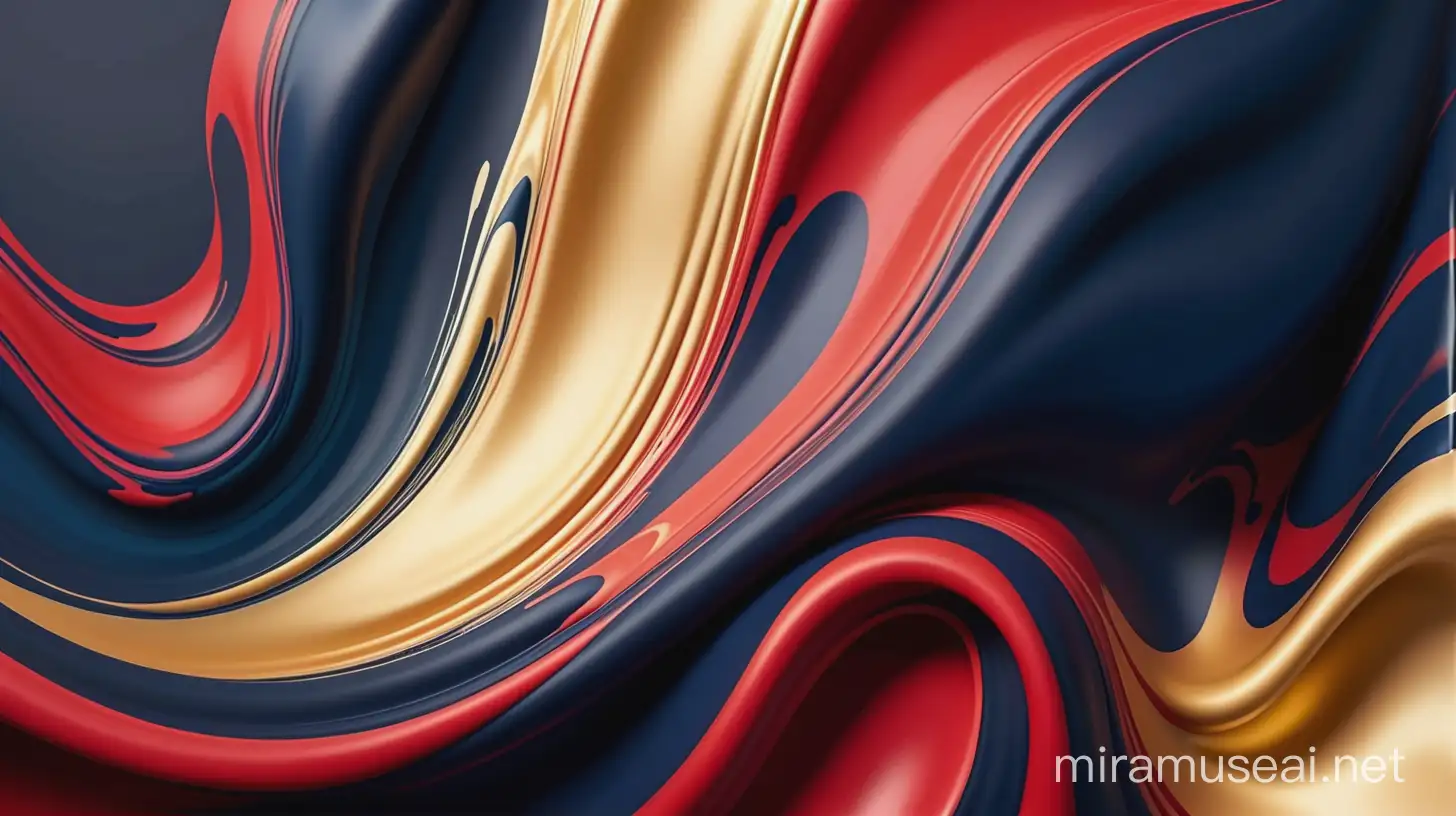 Abstract Fluid Paint Flow in Navy Blue Dark Red Red and Yellow Golden