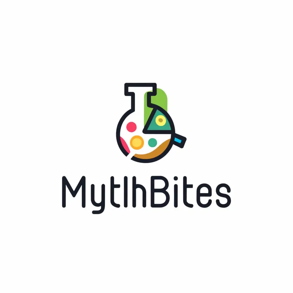 a logo design,with the text 'Myth Bites', main symbol:Food Research,complex,be used in nutrition and dietetics,clear background