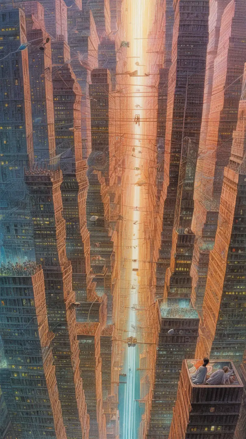 Futuristic Metropolis Barcode City by Wayne Barlowe and Other Influences