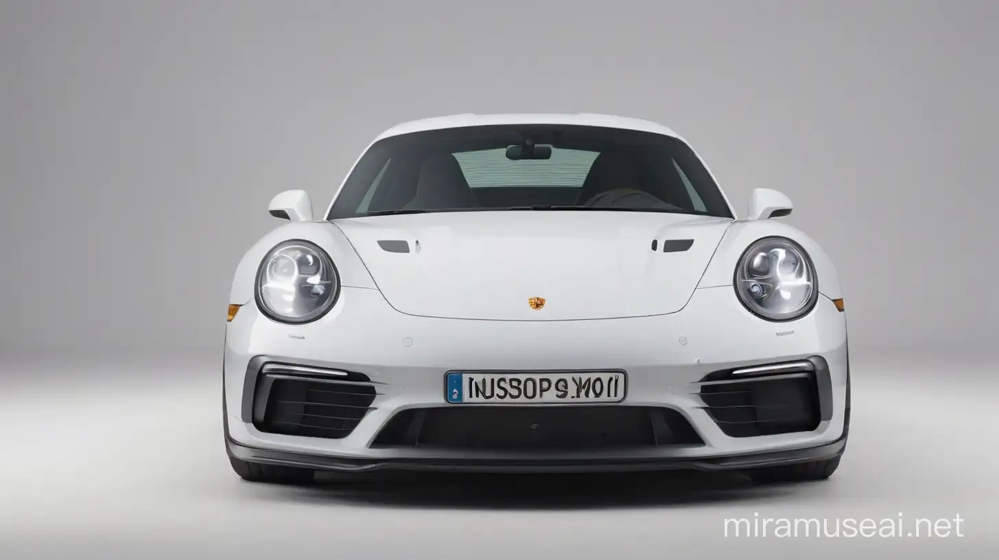 Luxury Porsche Car Front View on White Background