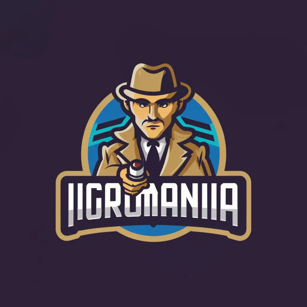 a logo design,with the text "igromania", main symbol:detective,Сложный,be used in Развлечения industry,clear background