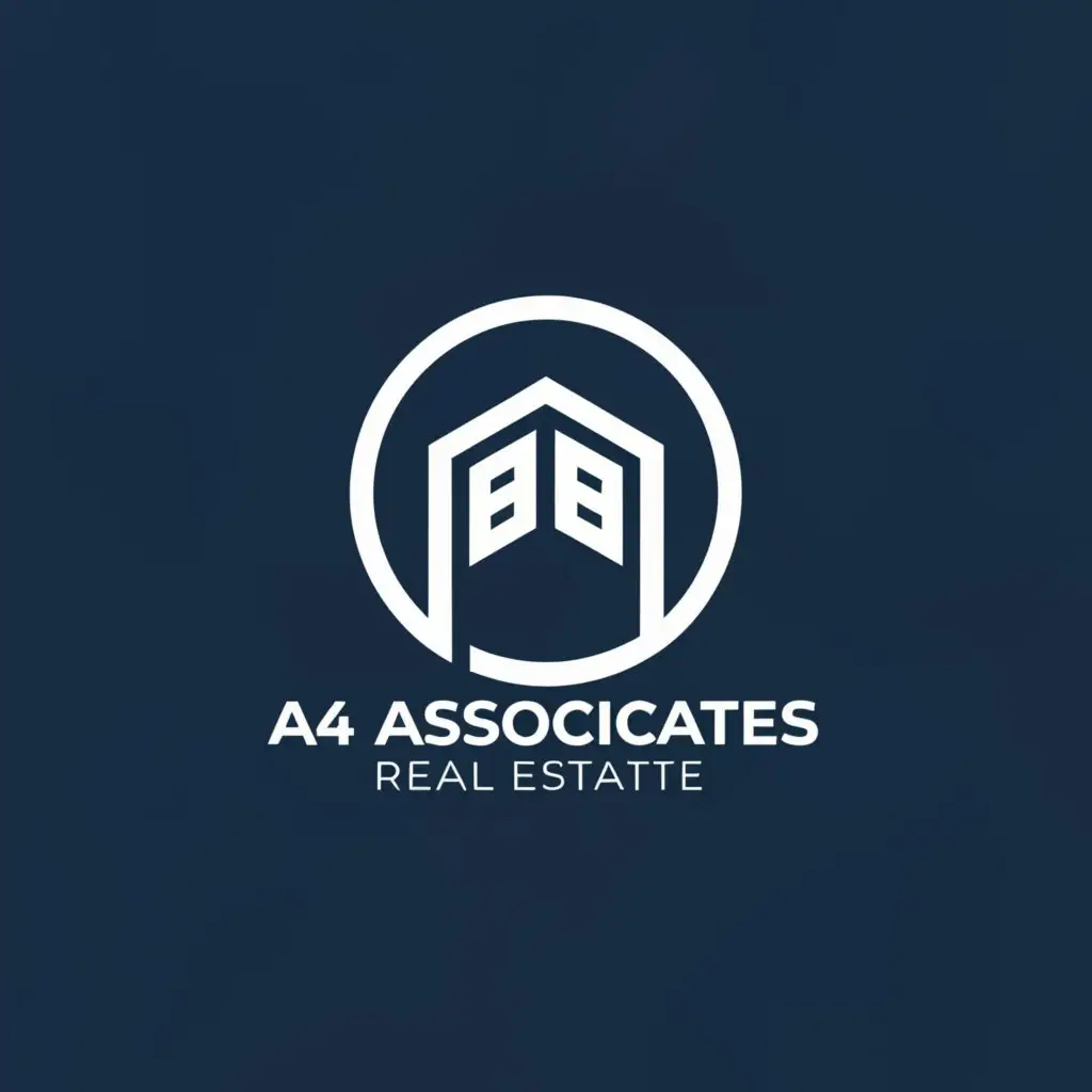 a logo design,with the text "A4 associates logo", main symbol:circle & element,Moderate,be used in Real Estate industry,clear background