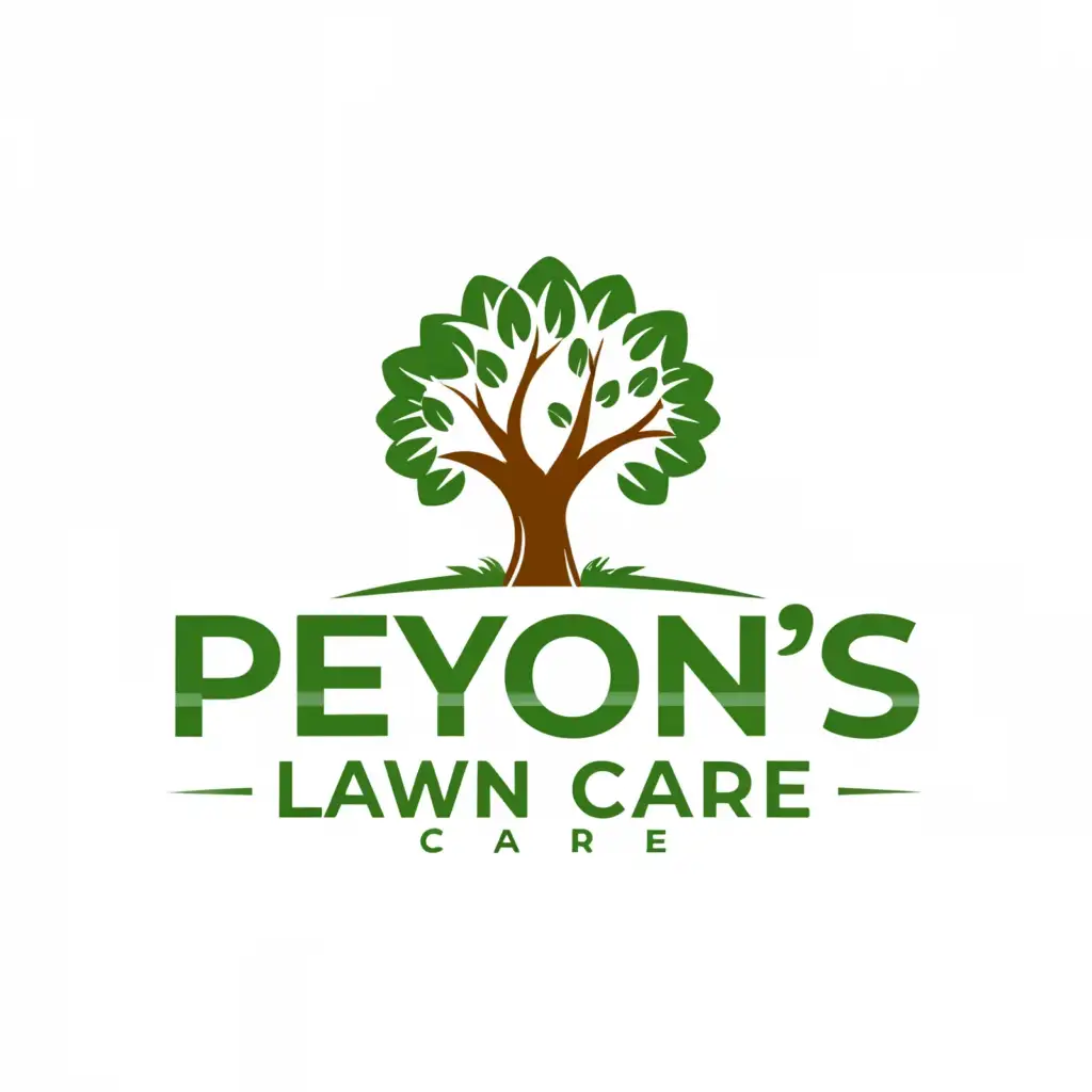a logo design,with the text "Peyton's Lawn Care", main symbol:Tree with grass,Moderate,be used in Real Estate industry,clear background