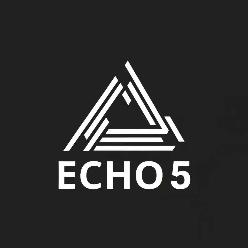 a logo design,with the text "echo 5", main symbol:thin triangle, and tighter at the base 

which continues inside white on black, elegant
,Complexe,be used in Éducation industry,clear background